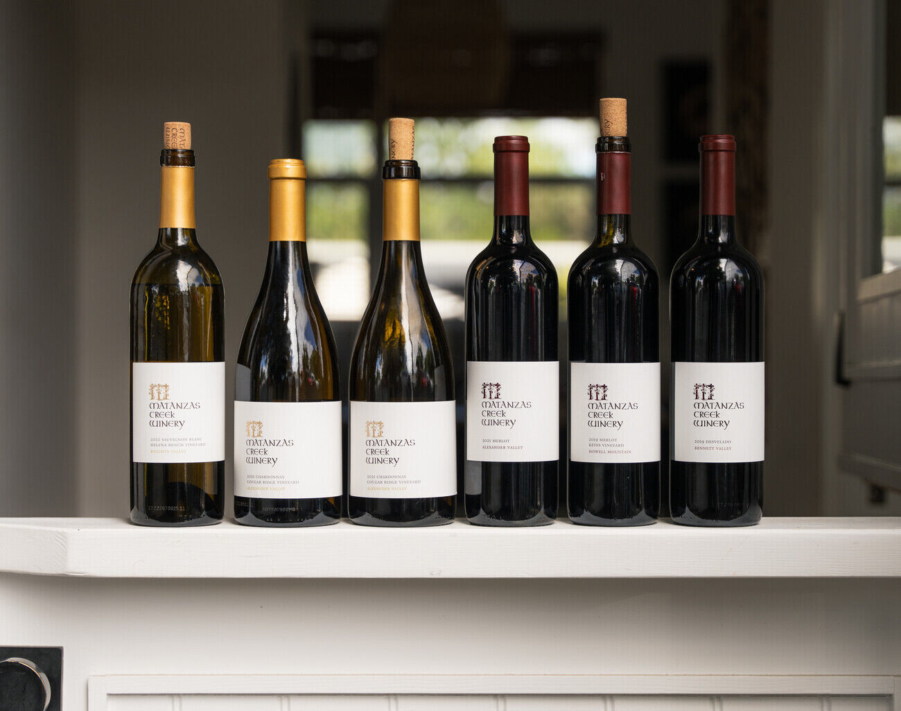 A lineup of Matanzas Creek wine bottles